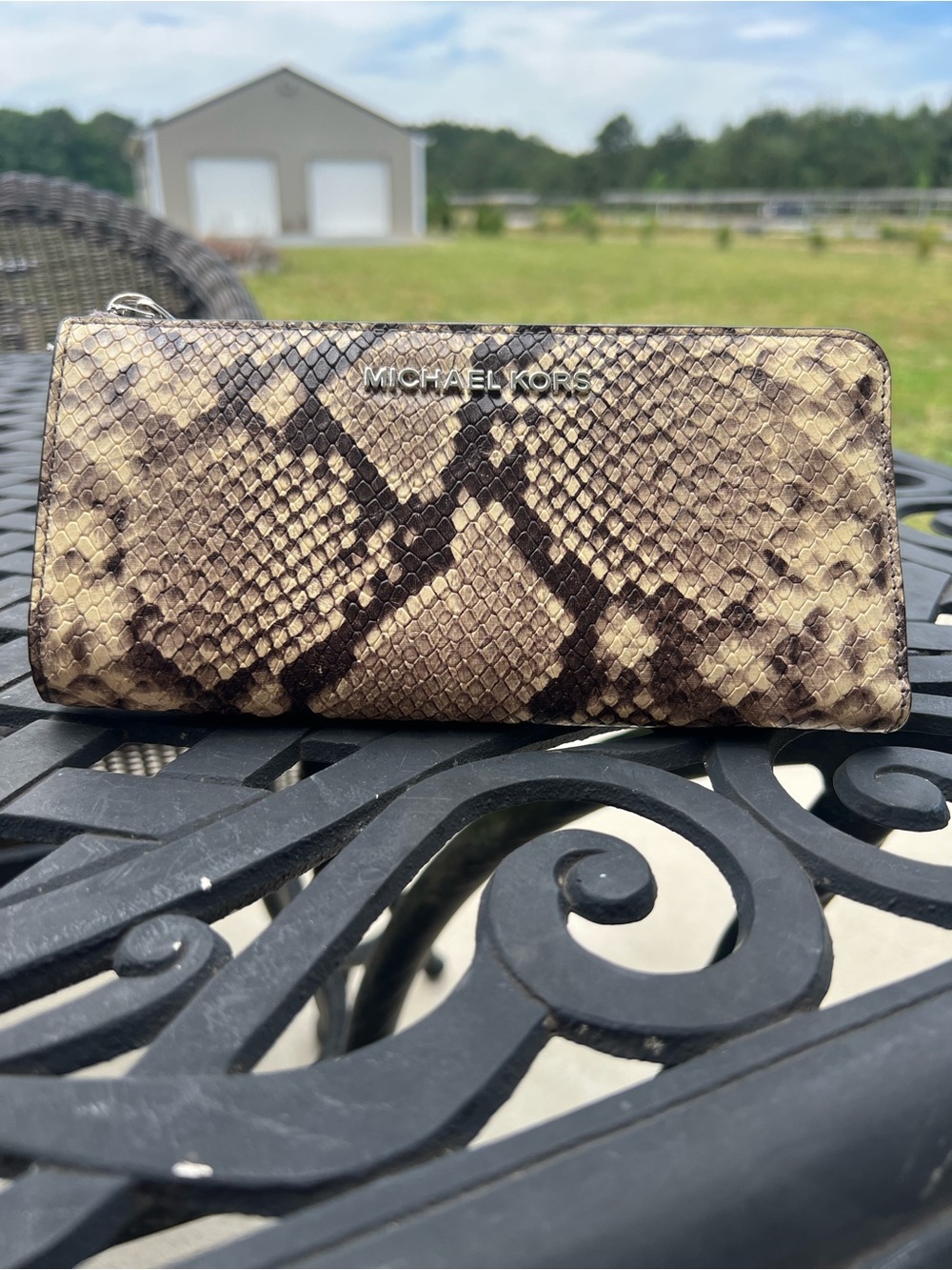 MICHAEL Michael Kors Snake-Print 3/4 Zip Wallet